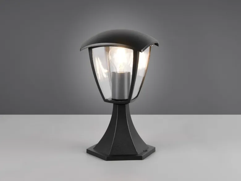 LED Sockelleuchte aus Aluminium im Landhausstil Schwarz, Höhe 30cm