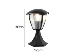 LED Sockelleuchte aus Aluminium im Landhausstil Schwarz, Höhe 30cm