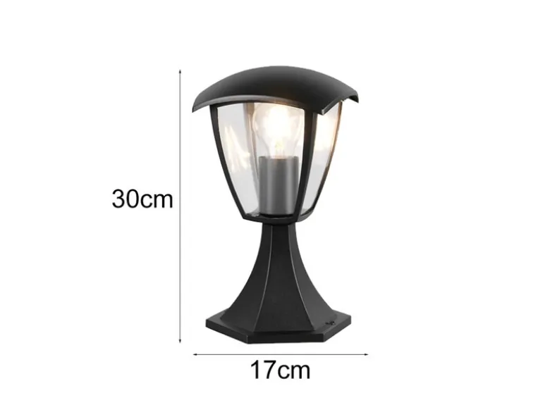 LED Sockelleuchte aus Aluminium im Landhausstil Schwarz, Höhe 30cm