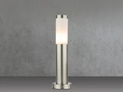 LED Sockelleuchte aus Edelstahl in Silber, Höhe 45cm