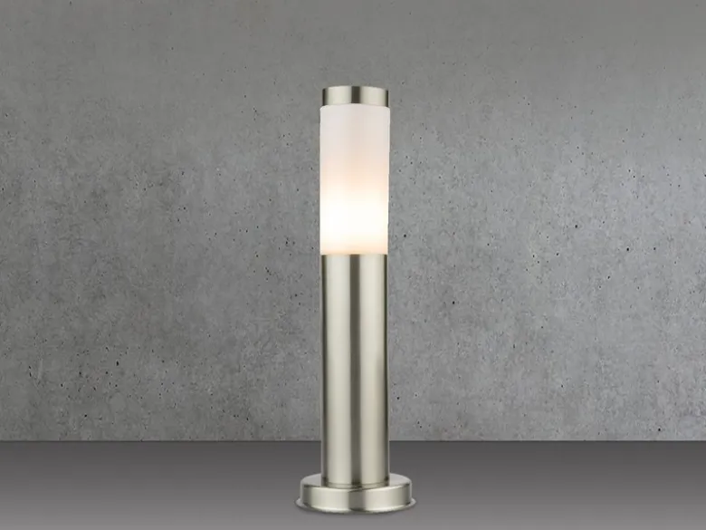 LED Sockelleuchte aus Edelstahl in Silber, Höhe 45cm