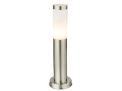 LED Sockelleuchte aus Edelstahl in Silber, Höhe 45cm