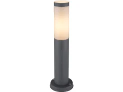 LED Sockelleuchte aus Edelstahl in Anthrazit & Opal, Höhe 45cm