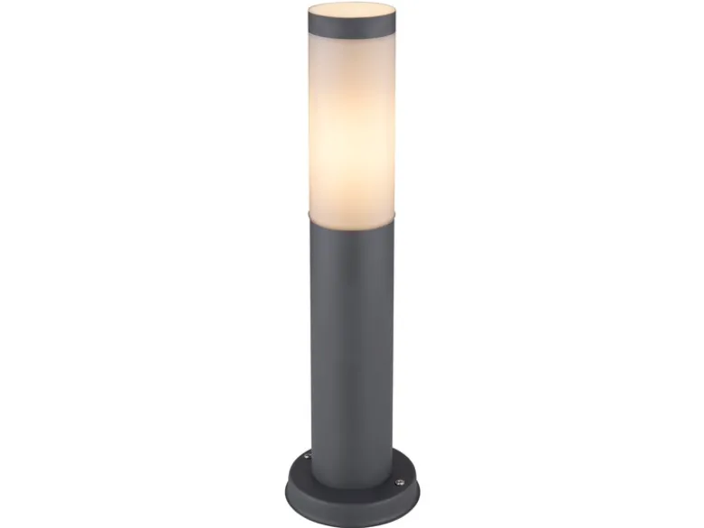 LED Sockelleuchte aus Edelstahl in Anthrazit & Opal, Höhe 45cm