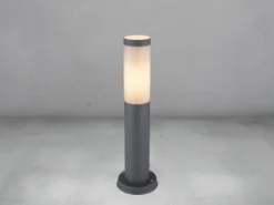 LED Sockelleuchte aus Edelstahl in Anthrazit & Opal, Höhe 45cm