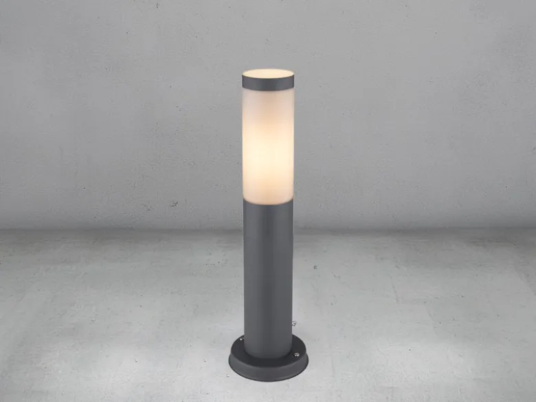 LED Sockelleuchte aus Edelstahl in Anthrazit & Opal, Höhe 45cm