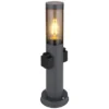 LED Sockelleuchte aus Edelstahl in Anthrazit mit zwei Steckdosen, Höhe 45cm