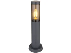 LED Sockelleuchte aus Edelstahl in Anthrazit & Rauchfarben, Höhe 45cm