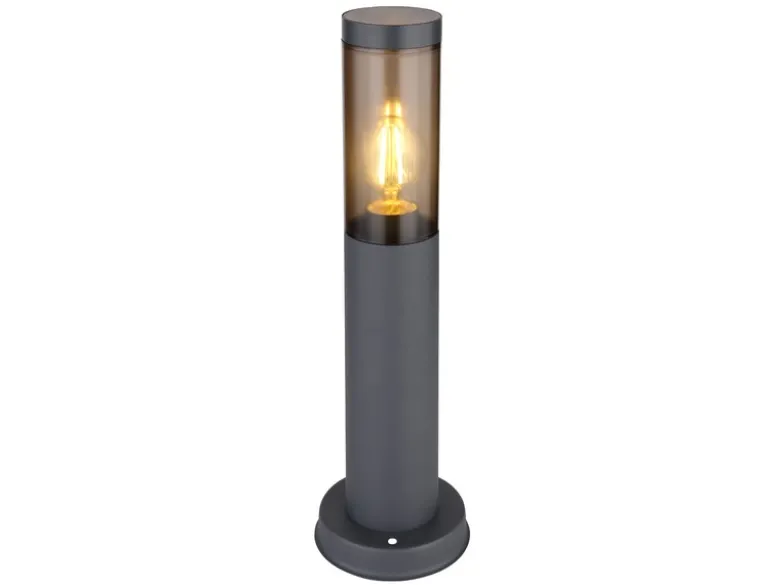 LED Sockelleuchte aus Edelstahl in Anthrazit & Rauchfarben, Höhe 45cm