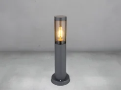 LED Sockelleuchte aus Edelstahl in Anthrazit & Rauchfarben, Höhe 45cm