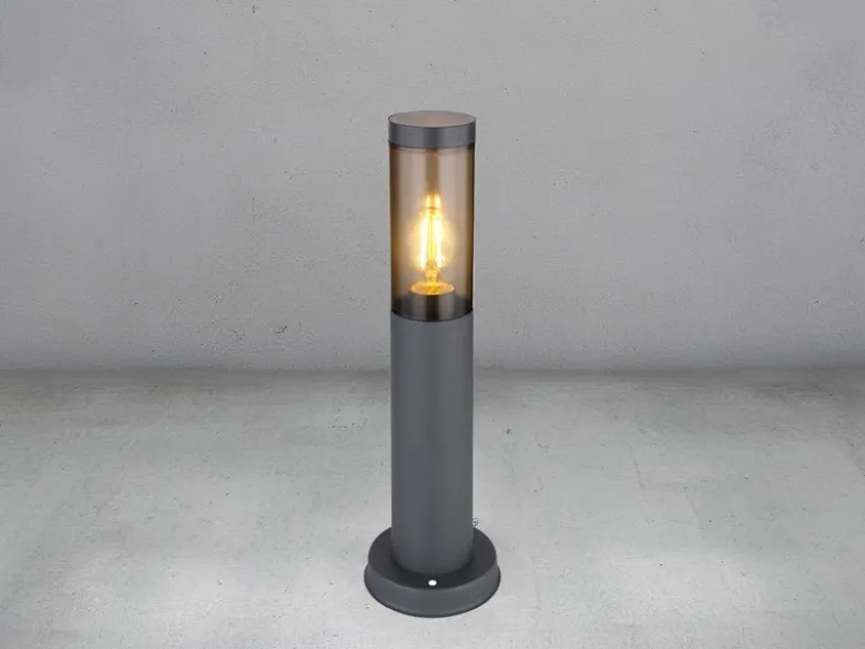 LED Sockelleuchte aus Edelstahl in Anthrazit & Rauchfarben, Höhe 45cm