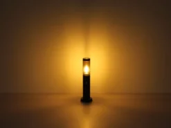 LED Sockelleuchte aus Edelstahl in Anthrazit & Rauchfarben, Höhe 45cm