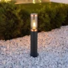 LED Sockelleuchte aus Edelstahl in Schwarz & Kupfer, Höhe 45cm