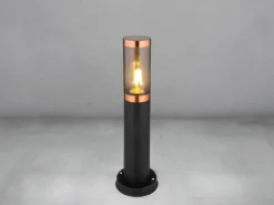 LED Sockelleuchte aus Edelstahl in Schwarz & Kupfer, Höhe 45cm