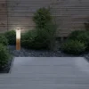 LED Sockelleuchte aus Edelstahl in Holzoptik, Höhe 45cm