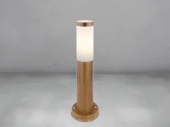 LED Sockelleuchte aus Edelstahl in Holzoptik, Höhe 45cm