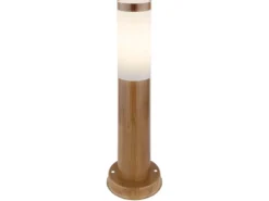 LED Sockelleuchte aus Edelstahl in Holzoptik, Höhe 45cm