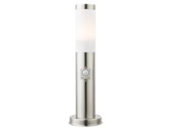 LED Sockelleuchte aus Edelstahl Silber mit Bewegungsmelder, Höhe 45cm