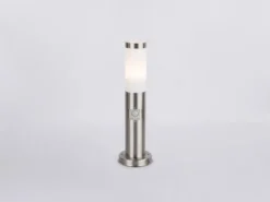 LED Sockelleuchte aus Edelstahl Silber mit Bewegungsmelder, Höhe 45cm