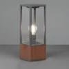 LED Sockelleuchte aus Naturholz mit Aluminium in Anthrazit Höhe 40cm