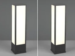 LED Sockelleuchte 2er Set eckig in Anthrazit, Höhe 60cm, IP54