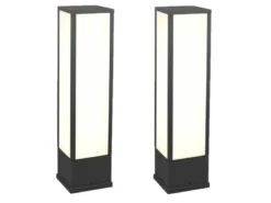 LED Sockelleuchte 2er Set eckig in Anthrazit, Höhe 60cm, IP54