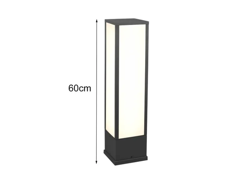 LED Sockelleuchte 2er Set eckig in Anthrazit, Höhe 60cm, IP54