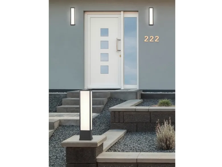 LED Sockelleuchte 2er Set eckig in Anthrazit, Höhe 60cm, IP54