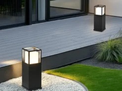 LED Sockelleuchte 2er SET im Bauhausstil Anthrazit, Höhe 40cm