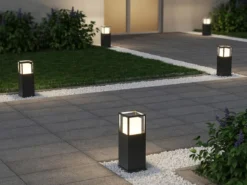 LED Sockelleuchte 2er SET im Bauhausstil Anthrazit, Höhe 40cm