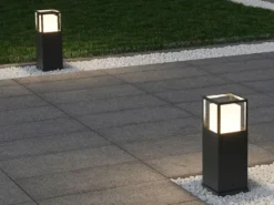 LED Sockelleuchte 2er SET im Bauhausstil Anthrazit, Höhe 40cm