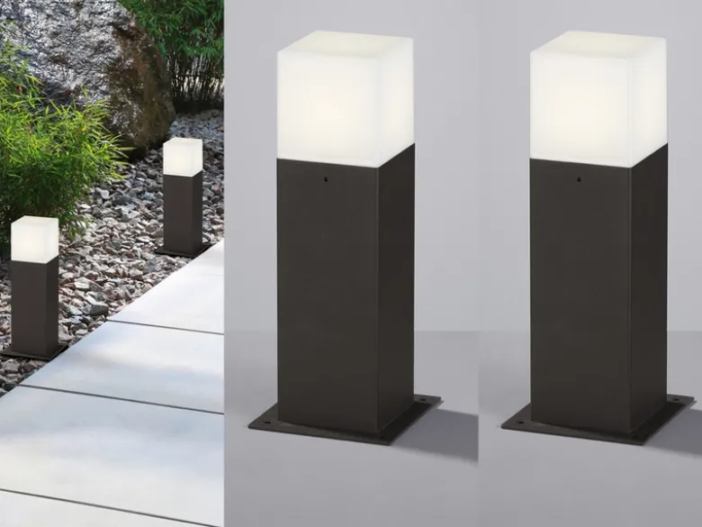 LED Sockelleuchte 2er Set in Anthrazit Höhe 30cm IP44 - Außenleuchte Wegeleuchte