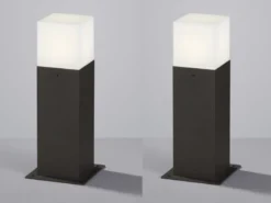 LED Sockelleuchte 2er Set in Anthrazit Höhe 30cm IP44 - Außenleuchte Wegeleuchte