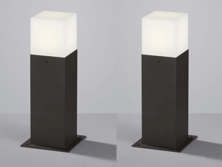 LED Sockelleuchte 2er Set in Anthrazit Höhe 30cm IP44 - Außenleuchte Wegeleuchte