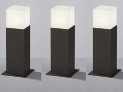 LED Sockelleuchte 3er Set in Anthrazit Höhe 30cm IP44 - Außenleuchte Wegeleuchte