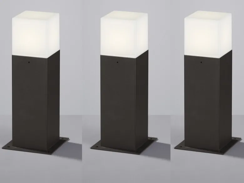 LED Sockelleuchte 3er Set in Anthrazit Höhe 30cm IP44 - Außenleuchte Wegeleuchte