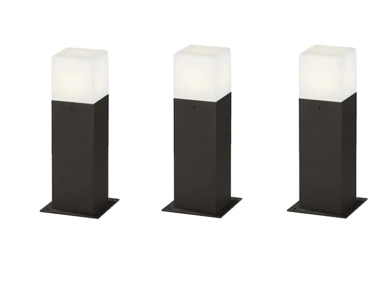 LED Sockelleuchte 3er Set in Anthrazit Höhe 30cm IP44 - Außenleuchte Wegeleuchte