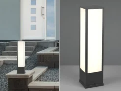 LED Sockelleuchte FUERTE eckig in Anthrazit, Höhe 60cm, IP54