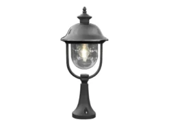 LED Sockelleuchte, Gartenlaterne im Landhausstil Schwarz Silber, Höhe 54cm