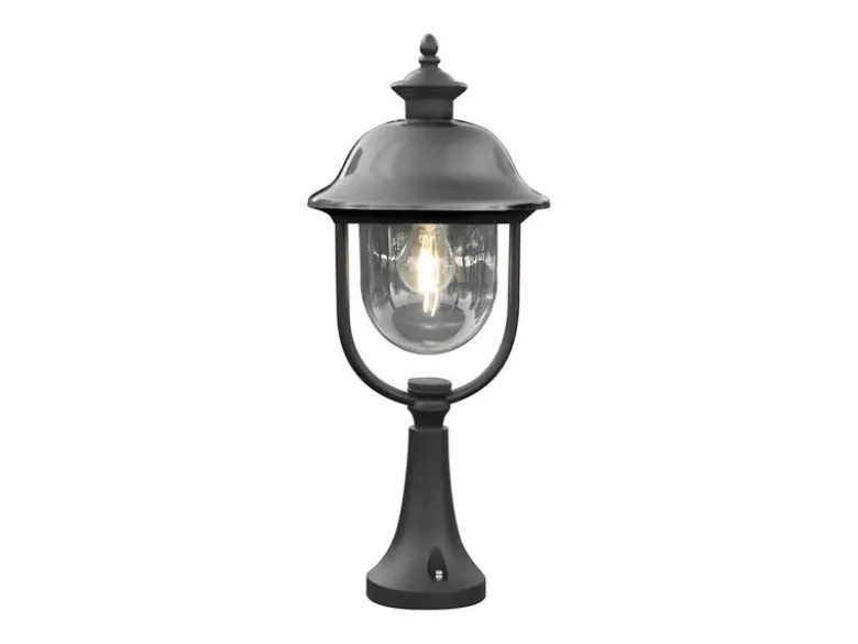 LED Sockelleuchte, Gartenlaterne im Landhausstil Schwarz Silber, Höhe 54cm