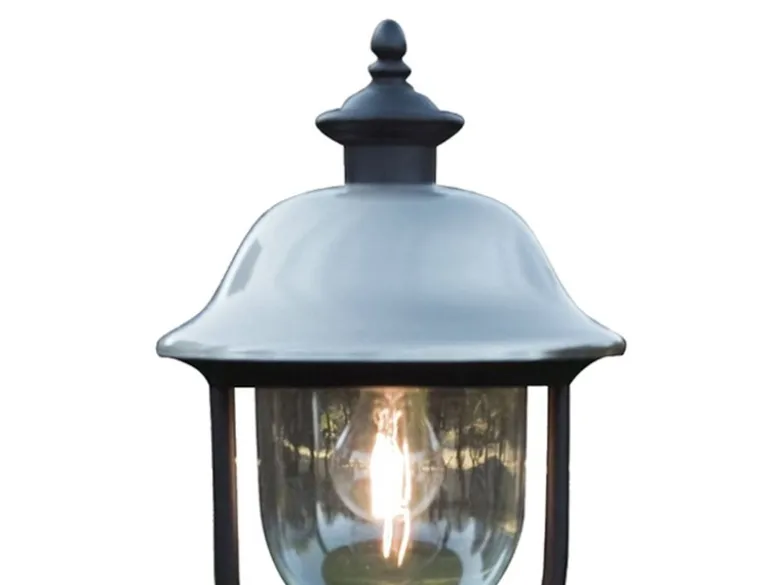 LED Sockelleuchte, Gartenlaterne im Landhausstil Schwarz Silber, Höhe 54cm