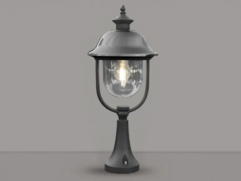 LED Sockelleuchte, Gartenlaterne im Landhausstil Schwarz Silber, Höhe 54cm