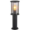 LED Sockelleuchte Gartenlaterne aus Edelstahl mit Rauchglas, Höhe 45cm