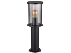 LED Sockelleuchte Gartenlaterne aus Edelstahl mit Rauchglas, Höhe 45cm