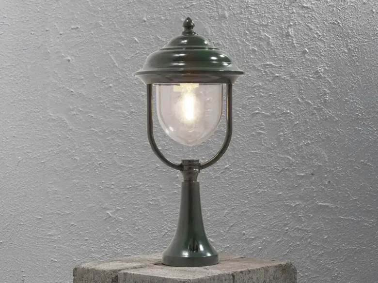 LED Sockelleuchte, Gartenlaterne im Landhausstil Grün, Höhe 54cm