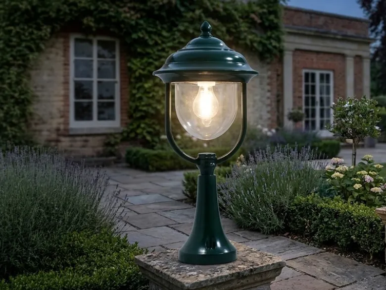 LED Sockelleuchte, Gartenlaterne im Landhausstil Grün, Höhe 54cm