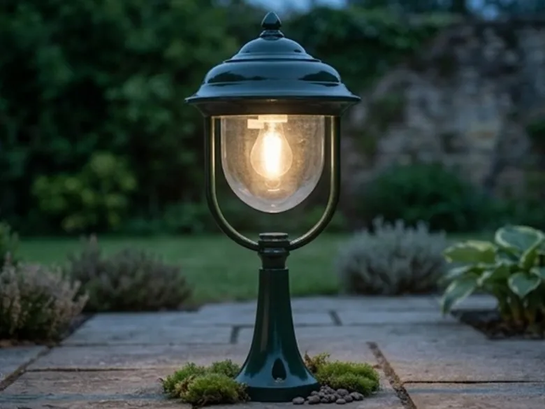 LED Sockelleuchte, Gartenlaterne im Landhausstil Grün, Höhe 54cm