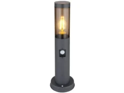LED Sockelleuchte in Anthrazit & Rauch mit Bewegungsmelder, Höhe 45cm