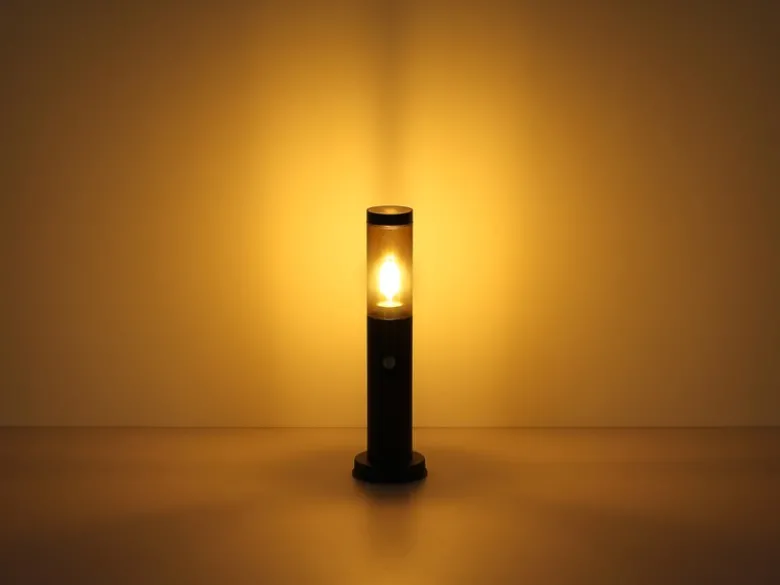 LED Sockelleuchte in Anthrazit & Rauch mit Bewegungsmelder, Höhe 45cm