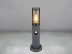 LED Sockelleuchte in Anthrazit & Rauch mit Bewegungsmelder, Höhe 45cm